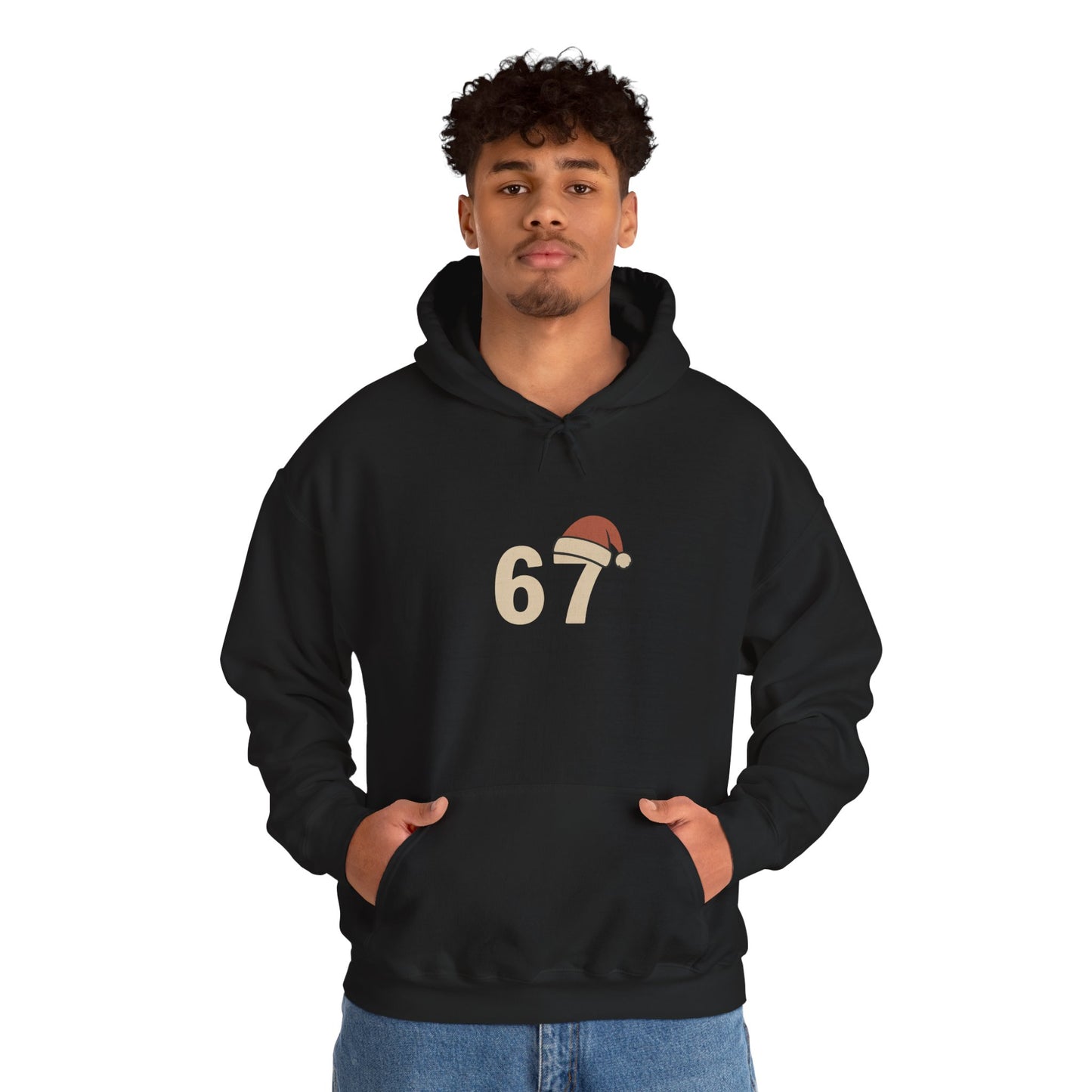 6 7 Santa Hat Hoodie — Minimal Holiday Christmas Hoodie