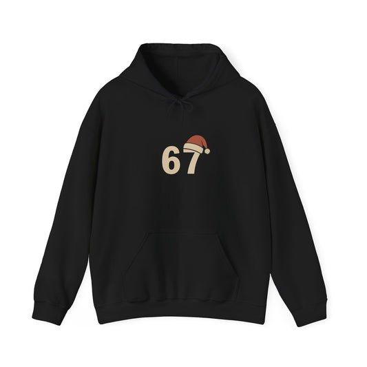 6 7 Santa Hat Hoodie — Minimal Holiday Christmas Hoodie