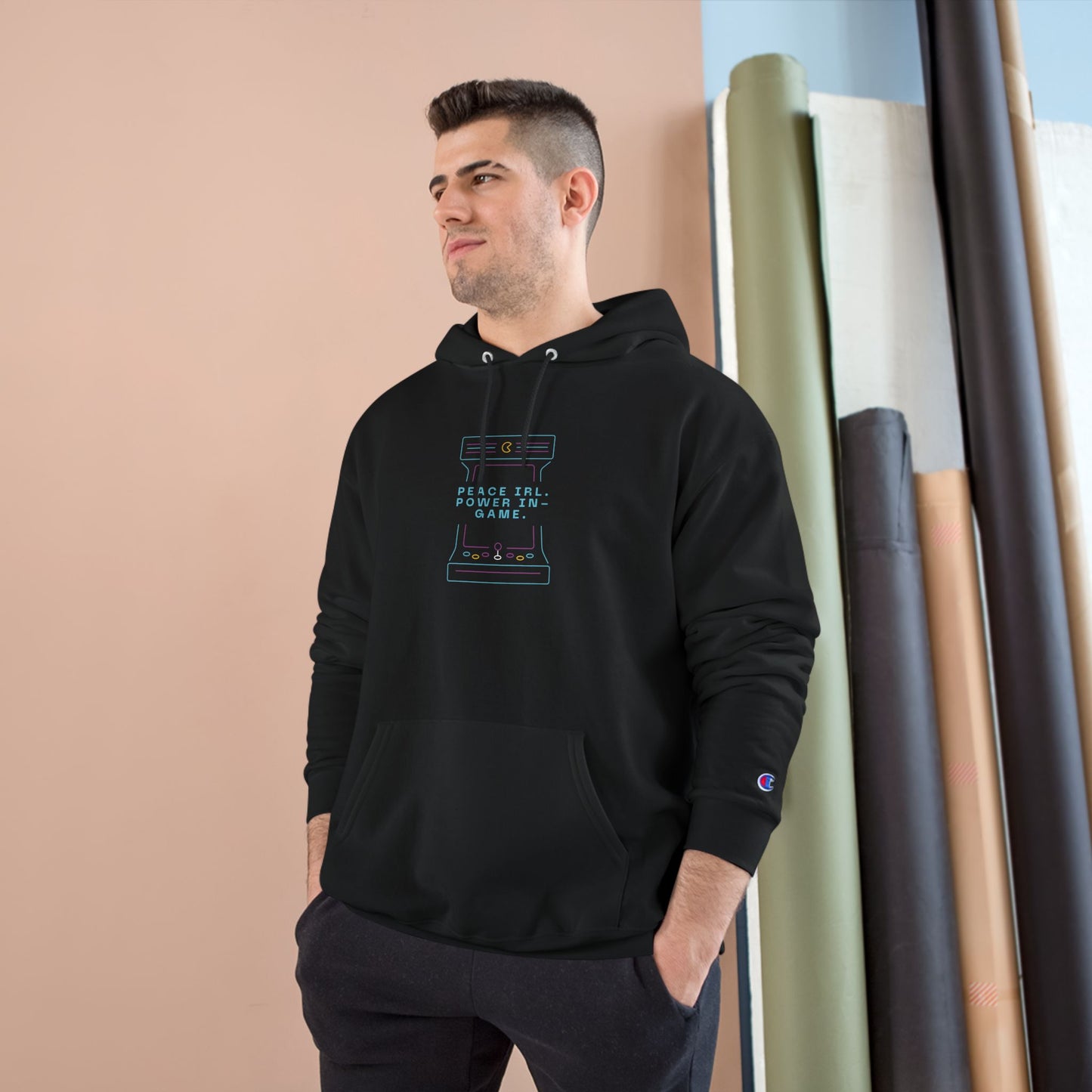 Retro Arcade Champion Hoodie – Peace, Fun, Power In Game Graphic Hoodie
